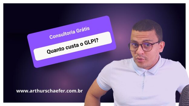 Imagem com o Arthur com cara de pergunta e uma caixinha de perguntas do Instagram com a pergunta, Quanto custa o GLPI?